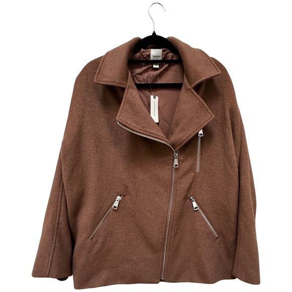 Anthropologie NWT Maeve Longline Moto Wool-Blend Jacket size L. - Picture 4 of 17